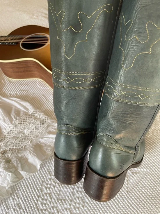 FRYE | Stitched Blue Campus Boots - Picture 5 of 8